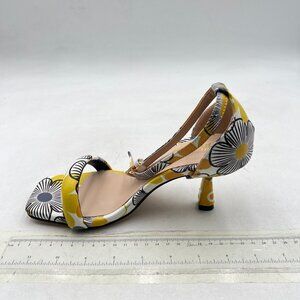 Wansseny Orange/White Kitten Heel Ankle Strap Sandals Open Toe Summer Party Shoe